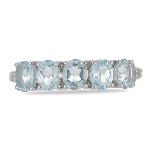 BUY 925 SILVER AQUA MARINE GEMSTONE CLUSTER RING 